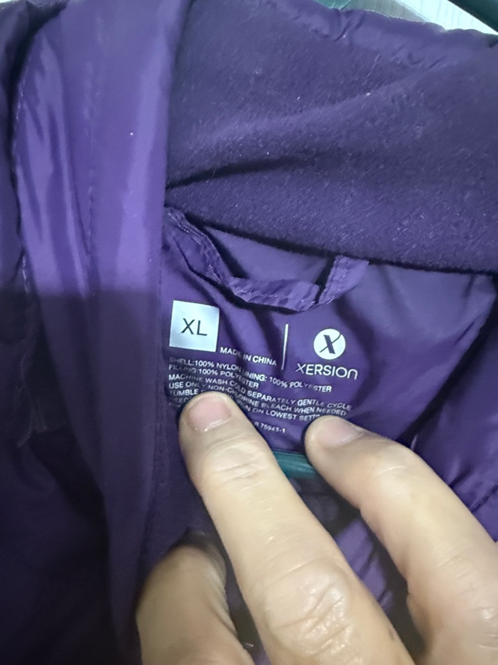 Xersion Women's Hooded Quilted Puffer Jacket in Purple - Picture 2 of 3